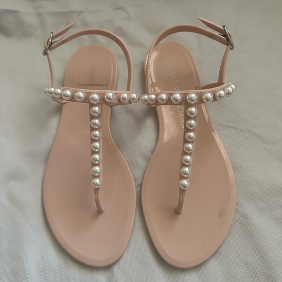 Stuart Weitzman
Goldie Pearly Stud Jelly Sandals, size 7 & size 6, color Poudre - Picture 2 of 8